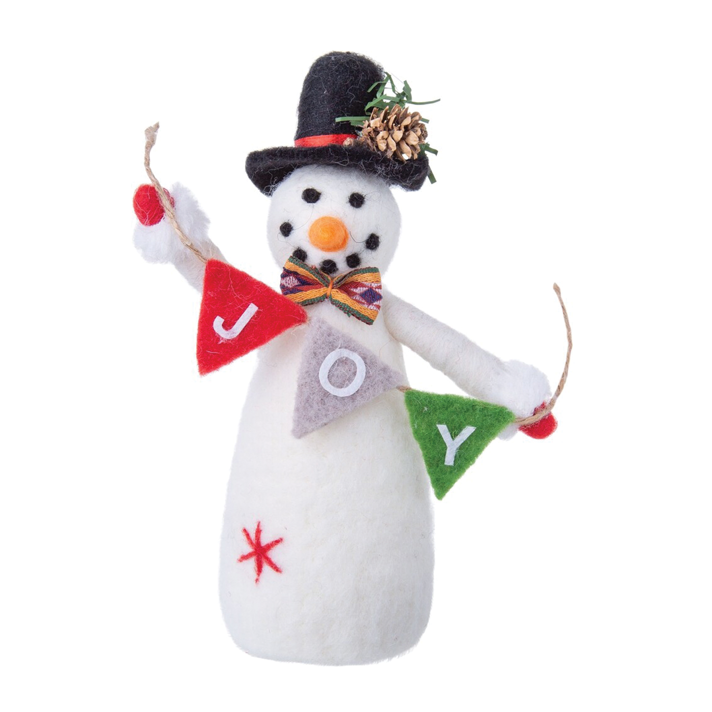 Felt Snowman With Joy Garland Ornament