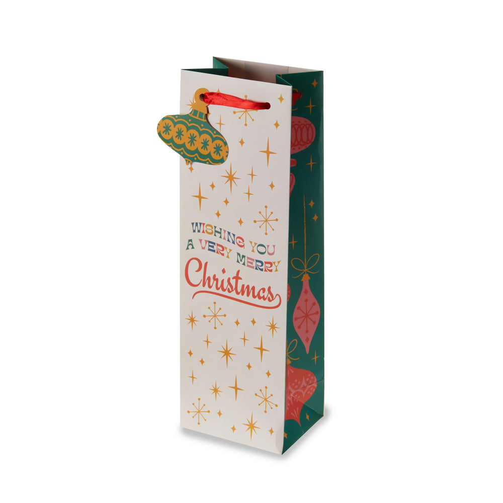 A Very Retro Christmas Single Bottle Wine Gift Bag