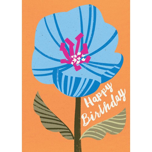 Blue Bloom Birthday Card