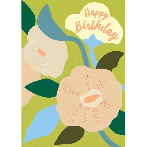 Pink Flowers Birthday Card