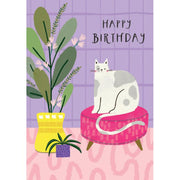 Cat And Plant Birthday Card