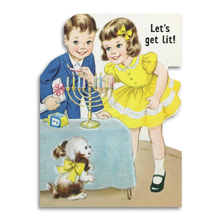 Let's Get Lit Hanukkah Card - Just Fabulous Palm Springs