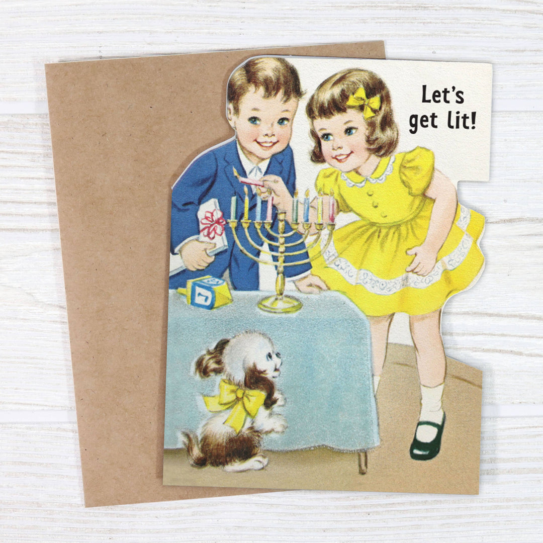 Let's Get Lit Hanukkah Card - Just Fabulous Palm Springs