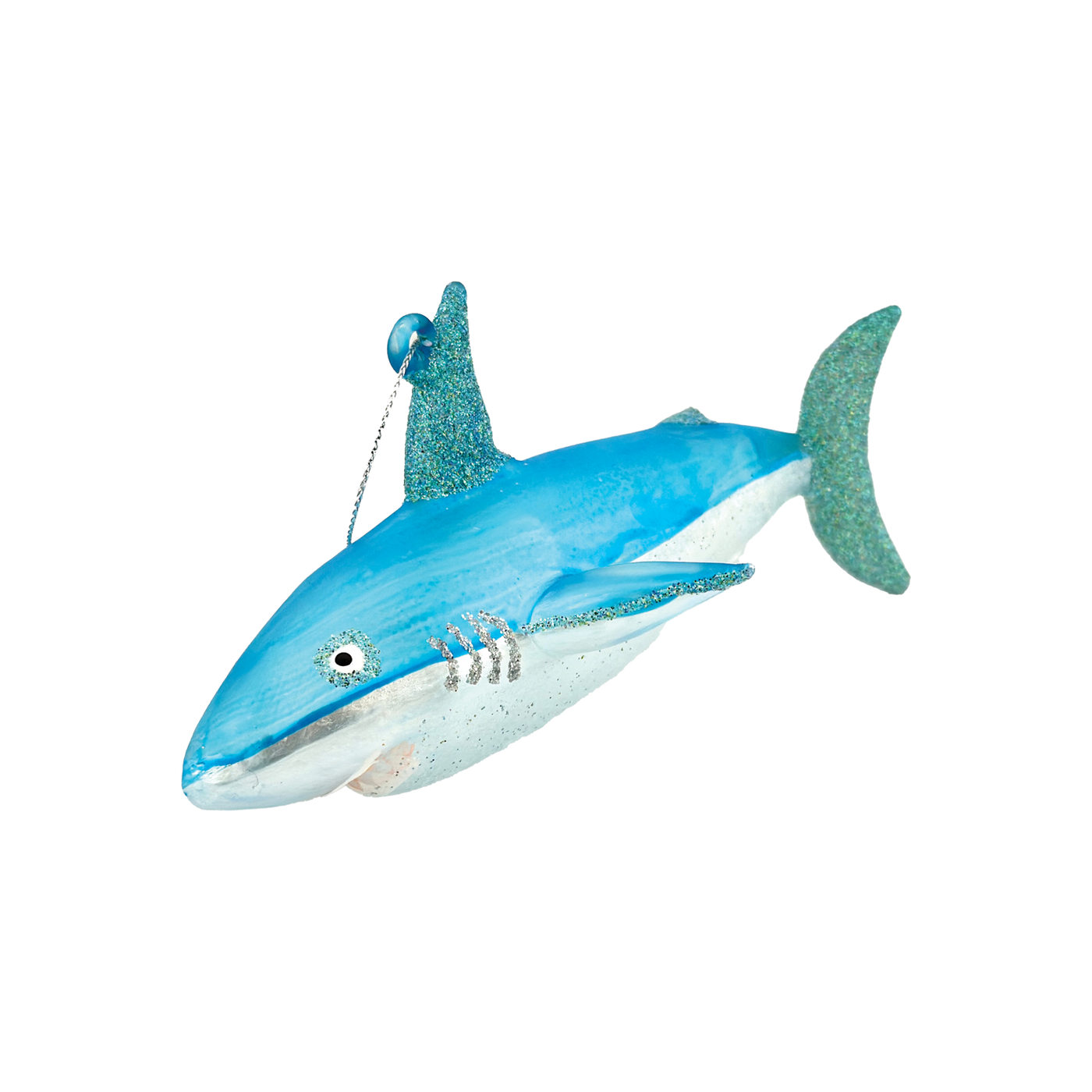 Shimmering Shark Ornament - Light Blue