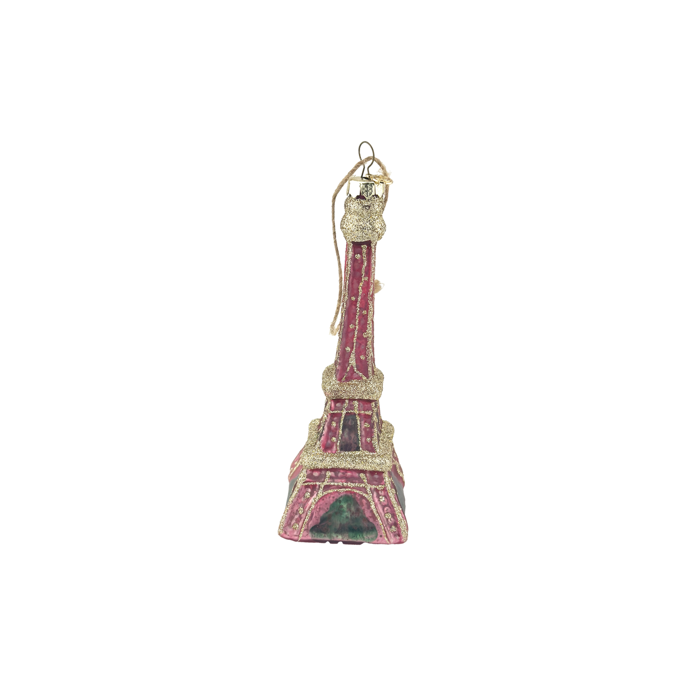 Rainbow Eiffel Tower Glass Ornament - Light Pink