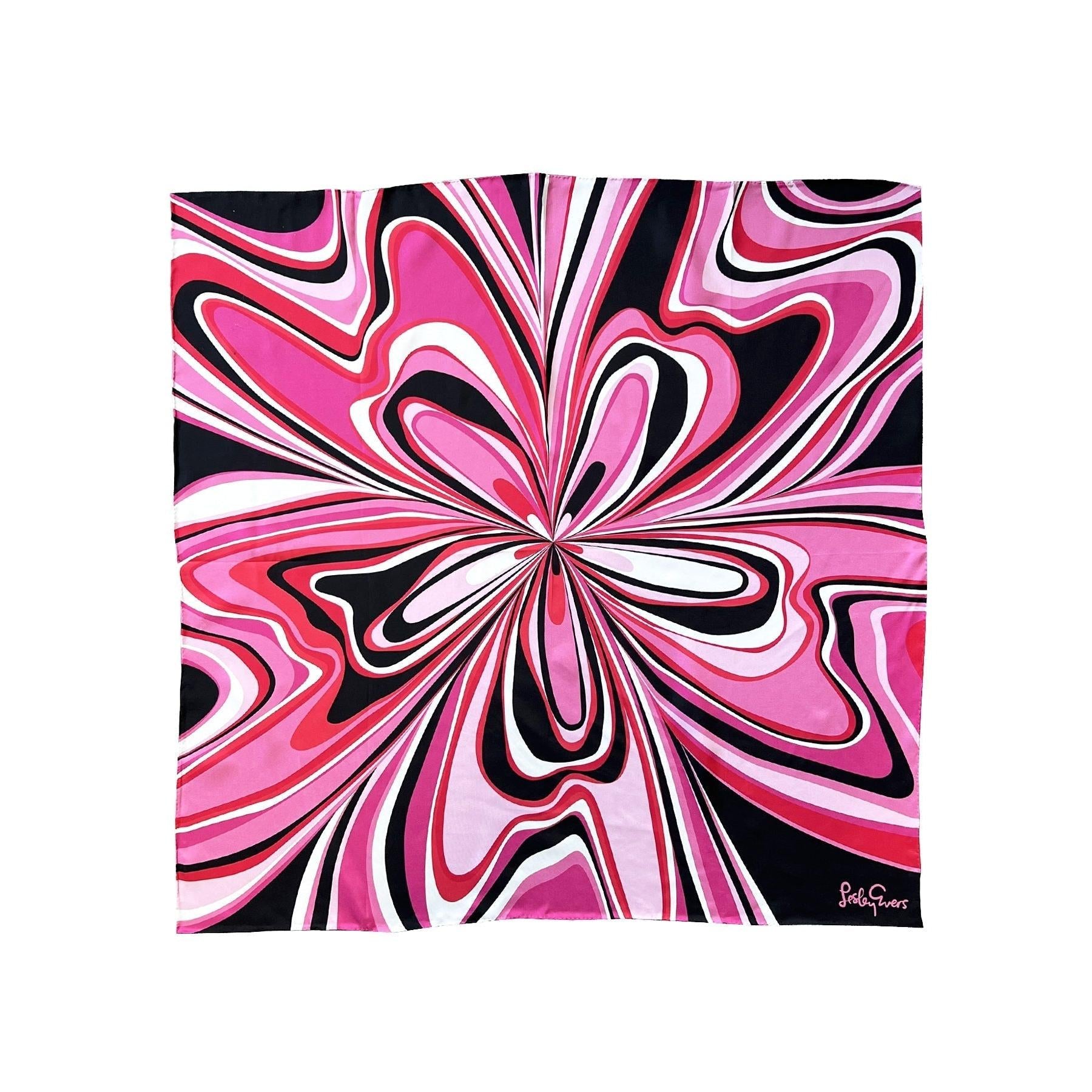 Lillian Silk Twill Scarf - Pinwheel Pink - Just Fabulous Palm Springs