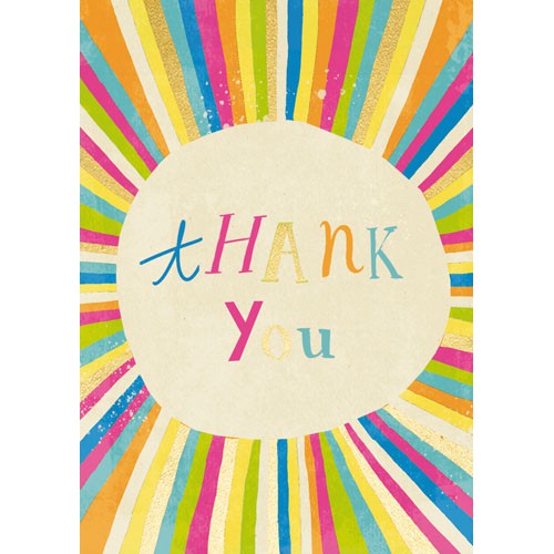 Colorful Rays Thank You Greeting Card