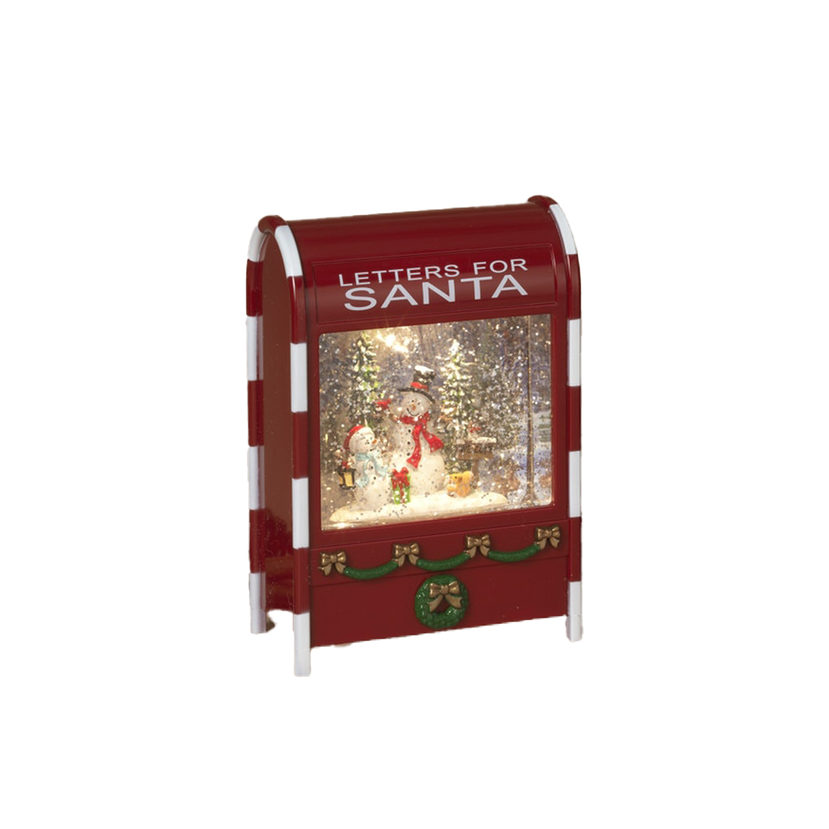 Mailbox Lighted Spinning Water Globe With Timer - Santa