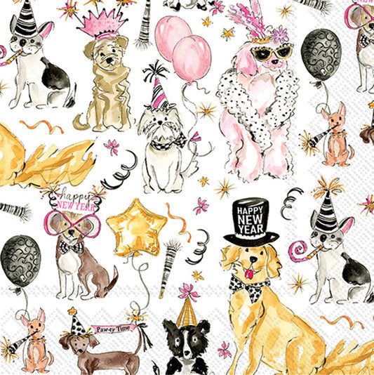 New Years Dogs Holiday Cocktail Napkins