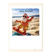 Santa On A Surfboard Holiday Card