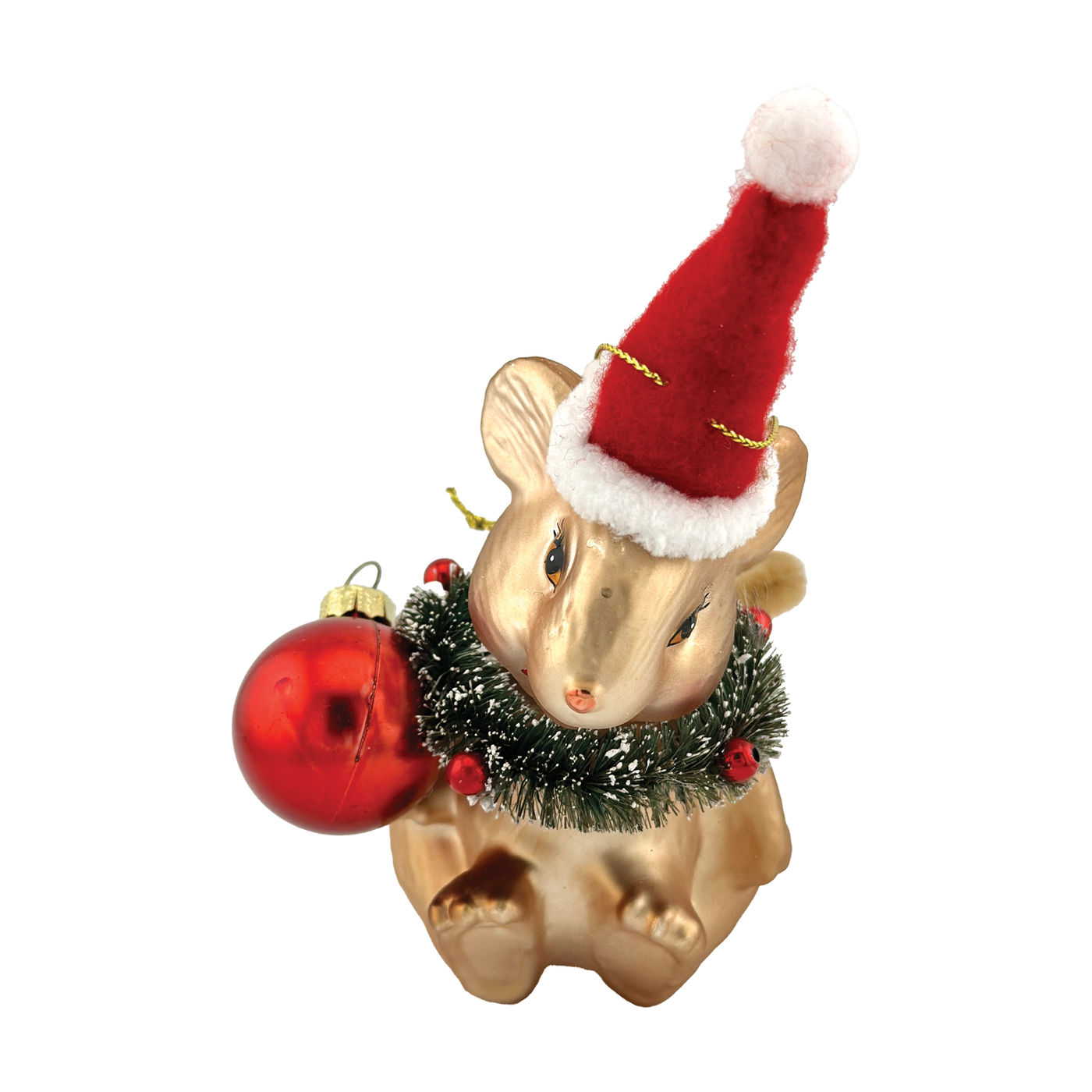 Holiday Mouse Ornament - Holding Wreath