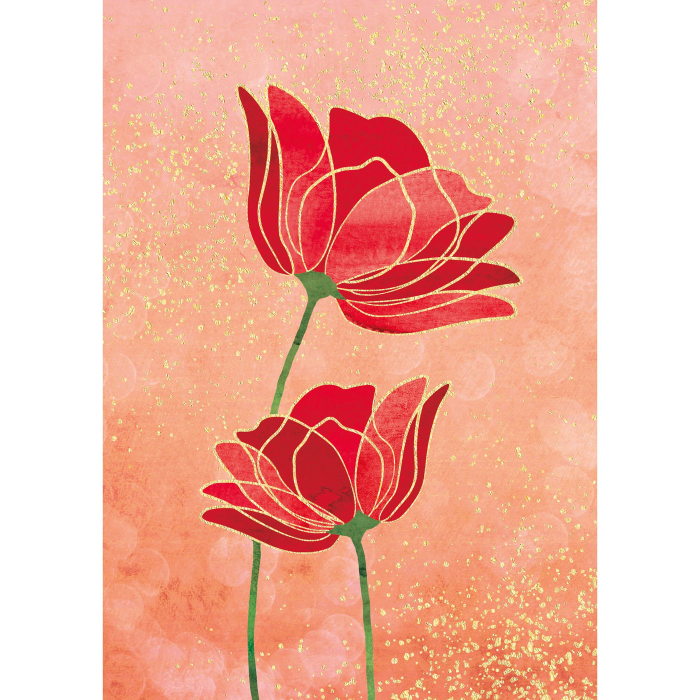 Red Flowers Blank Greeting Card