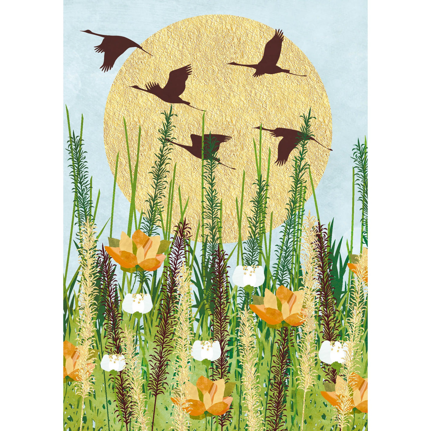 Geese And Sun Blank Greeting Card