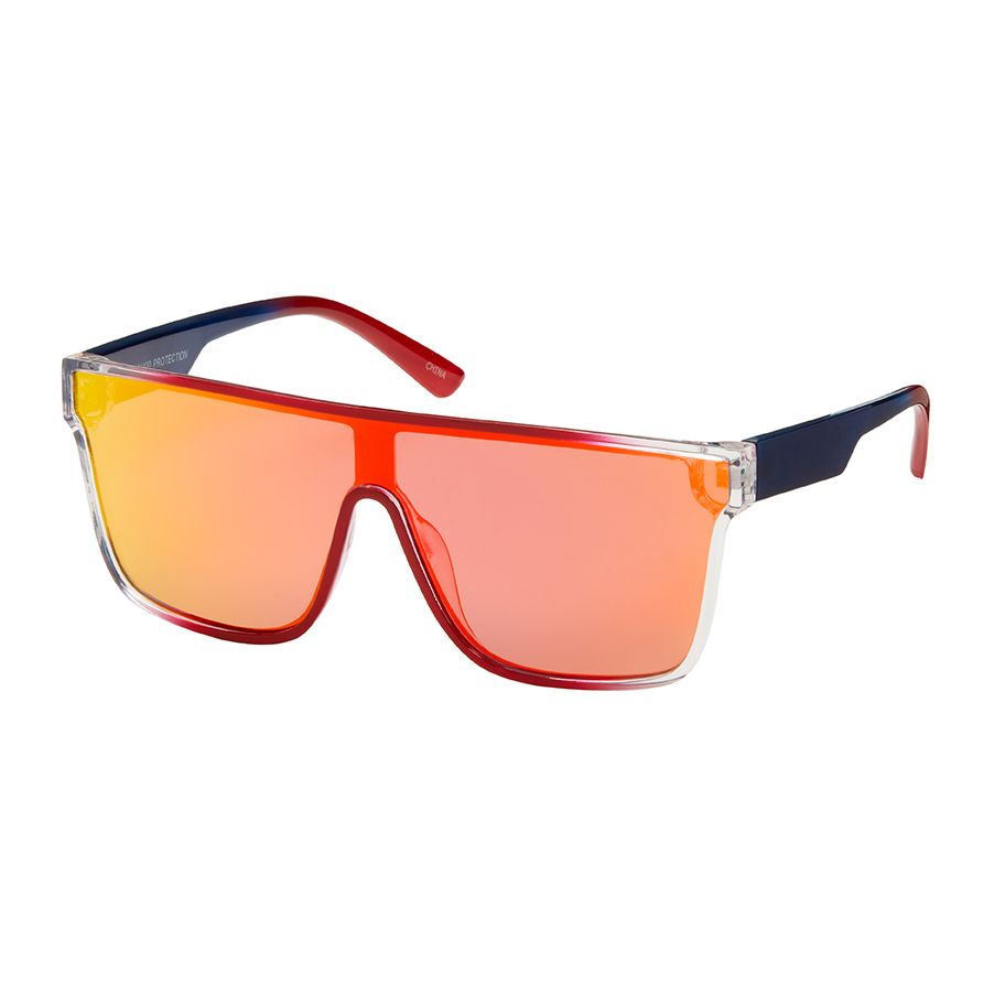 Shield Collection - Wrap Mirror Color Lens Sunglasses