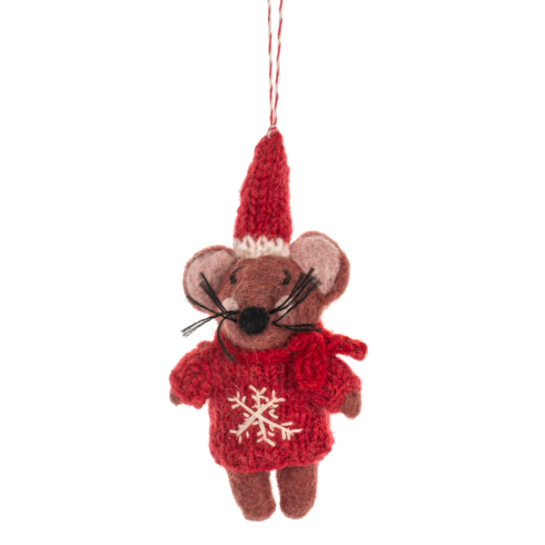 Holiday Mice Ornament - Red