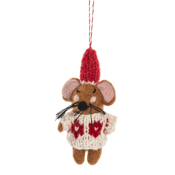 Holiday Mice Ornament - White