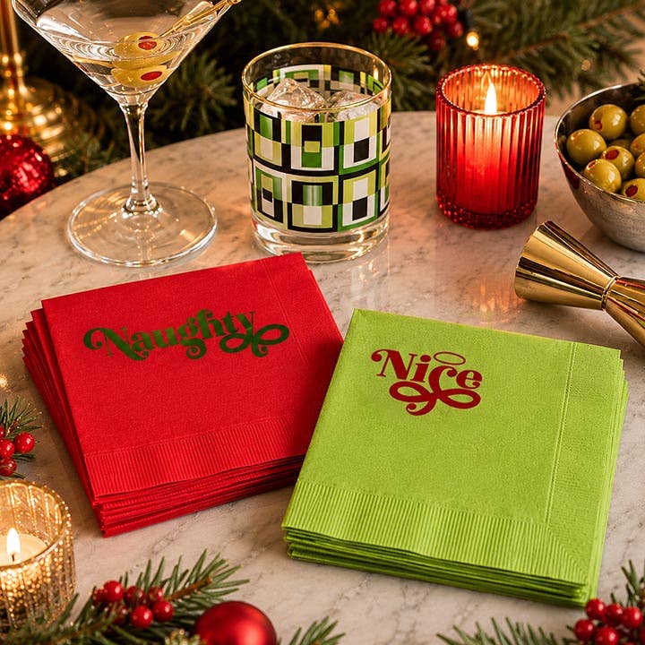 Naughty And Nice Holiday Cocktail Napkins