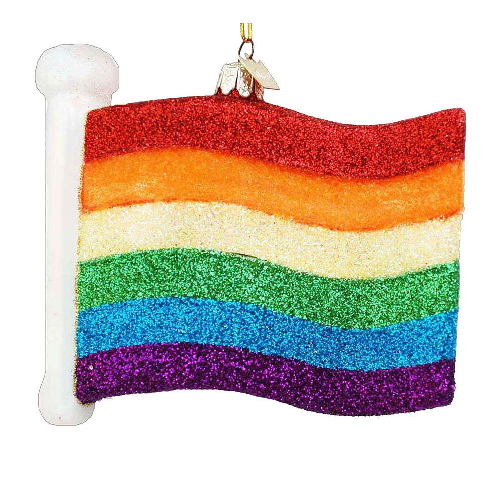 Gay Pride Flag Glass Ornament