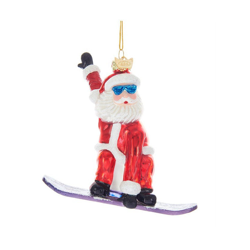 Snowboarding Santa Ornament