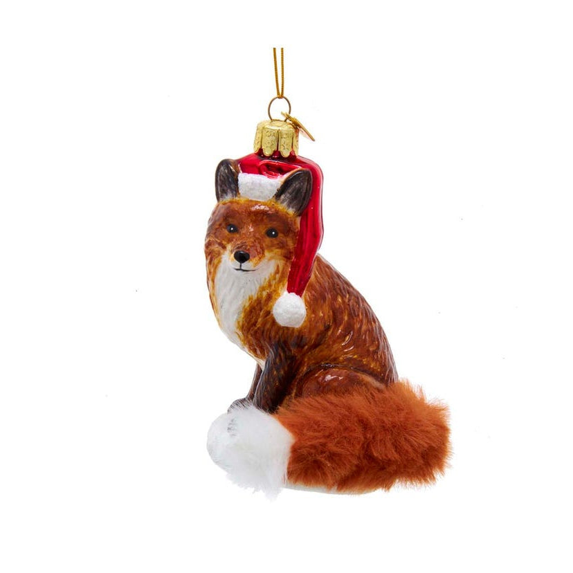 Christmas Fox Glass Ornament