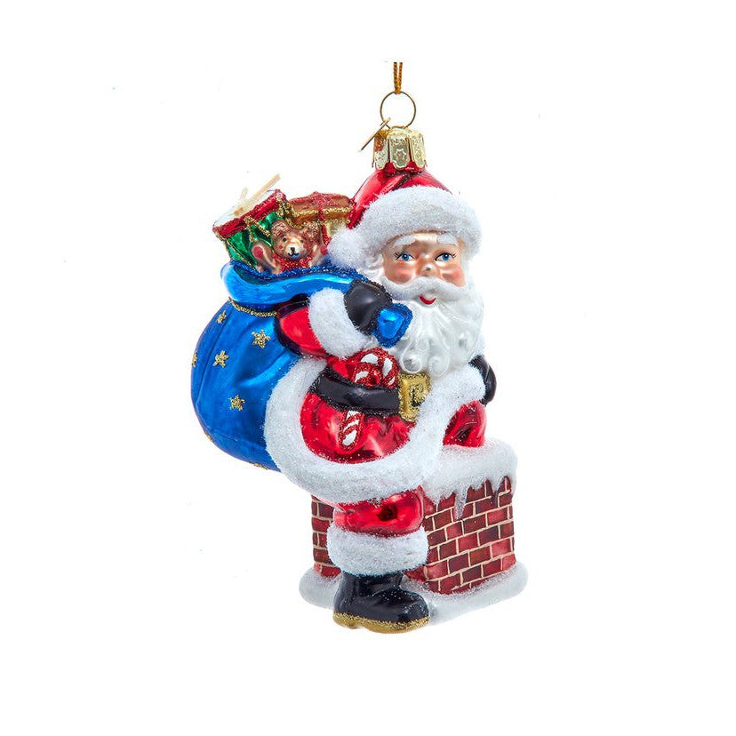 Santa In Chimney Ornament