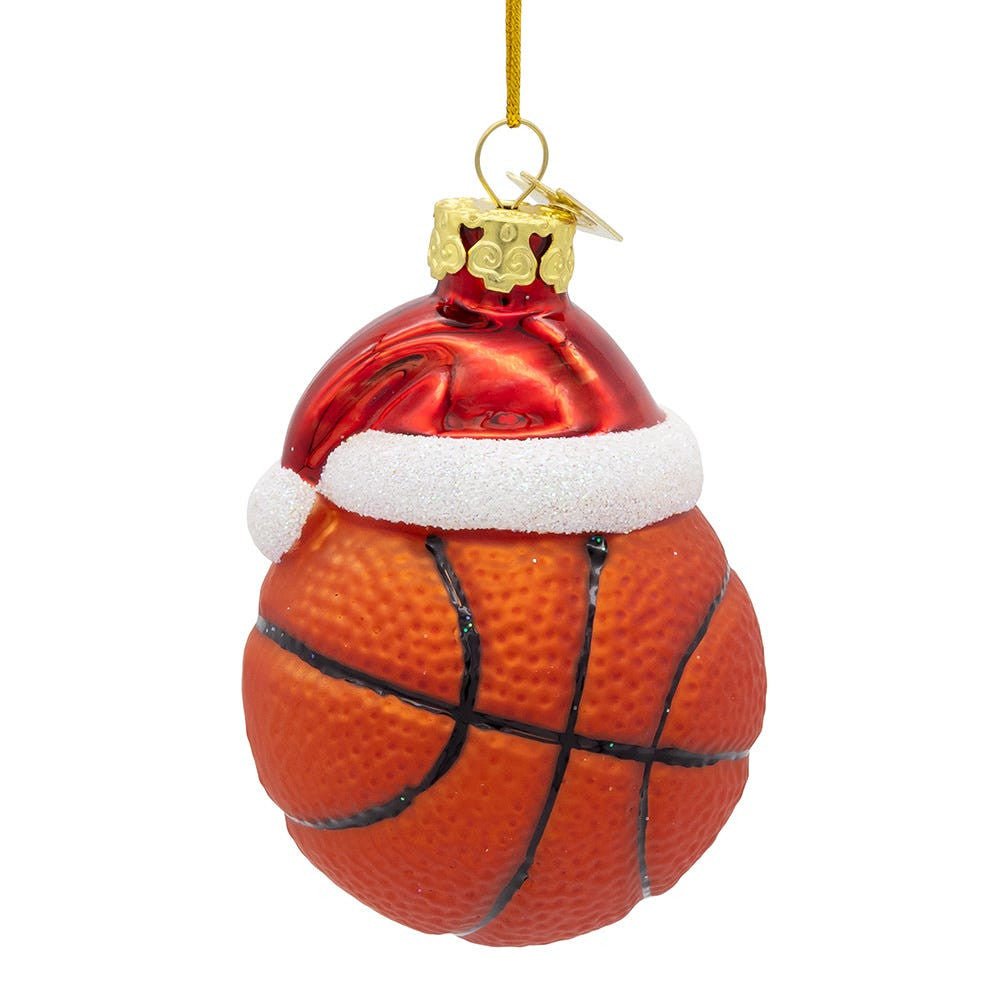 Basketball With Santa Hat Ornament