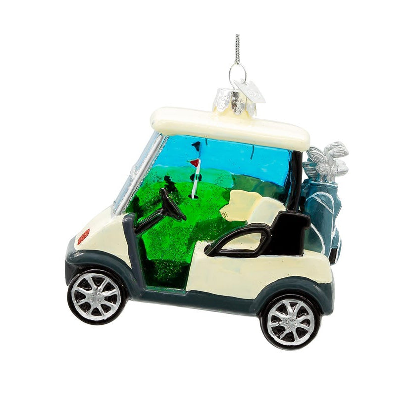 Golf Cart Glass Ornament