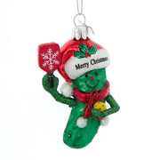 Pickleball Pickle With Santa Hat Ornament