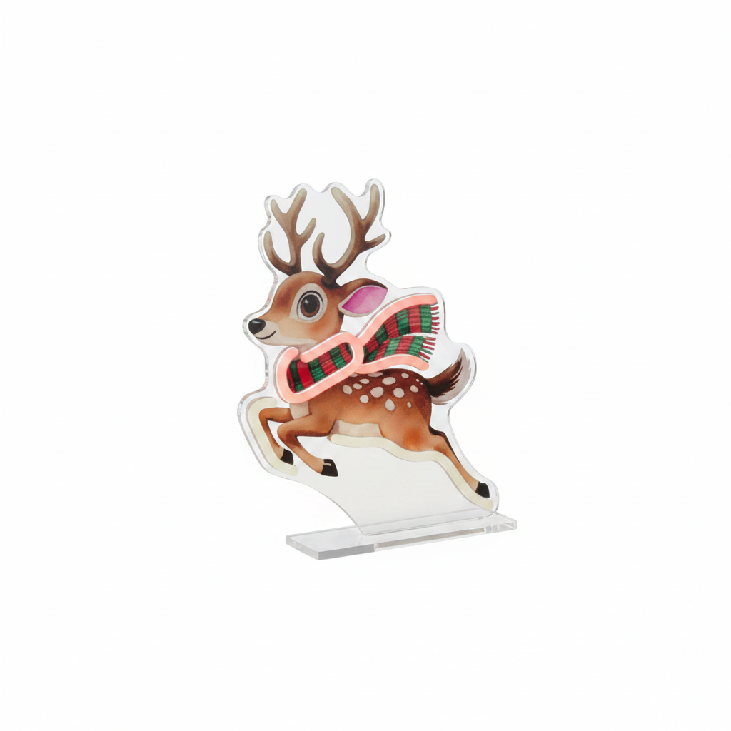 Acrylic Neon Christmas Deer Tabletop Light