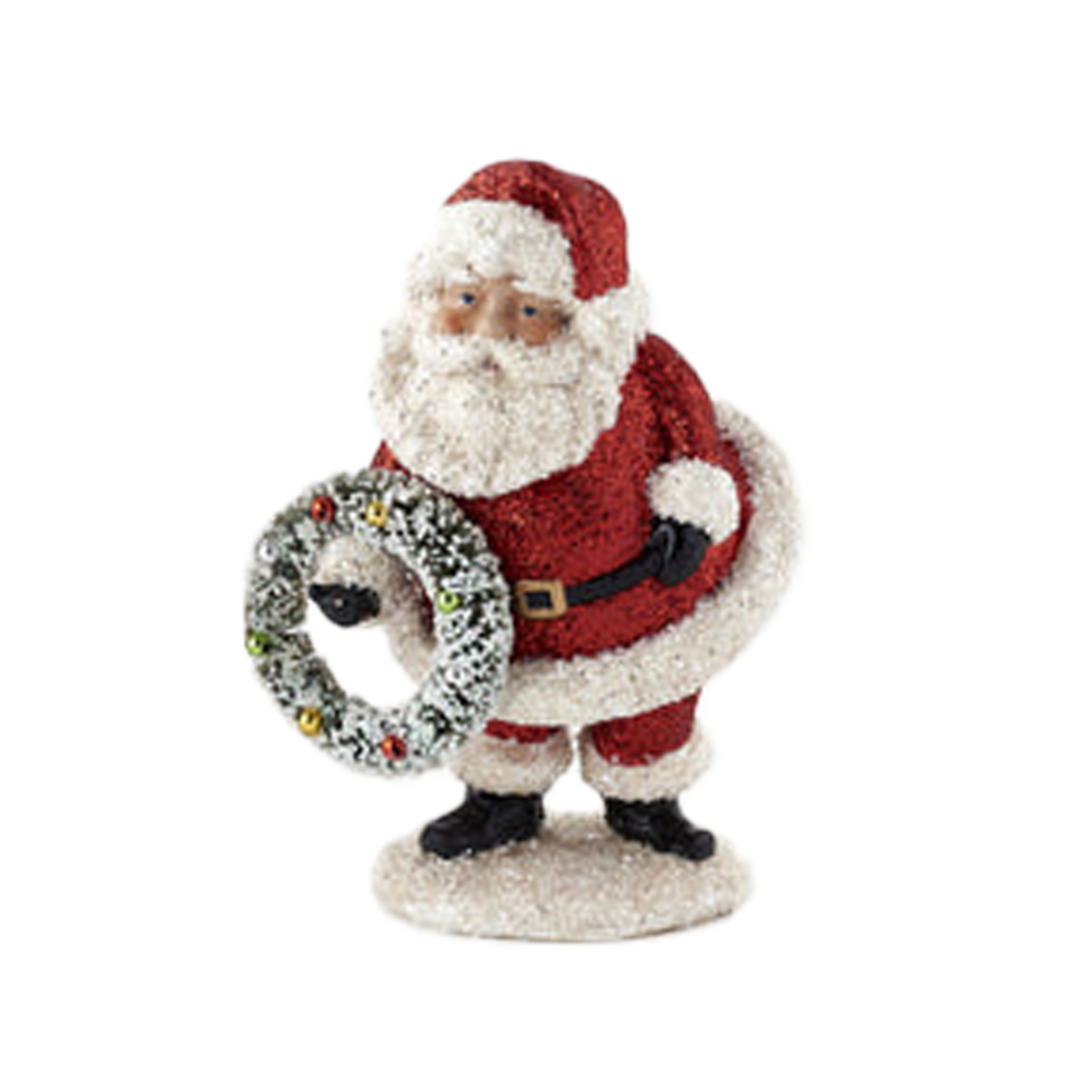 Red Glitter Santa Figure - Wreath