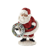 Red Glitter Santa Figure - Wreath