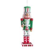 Red, Green & White Nutcracker Ornament - Candy Cane