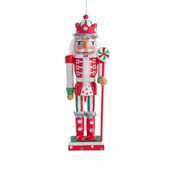 Red, Green & White Nutcracker Ornament - Peppermint Staff