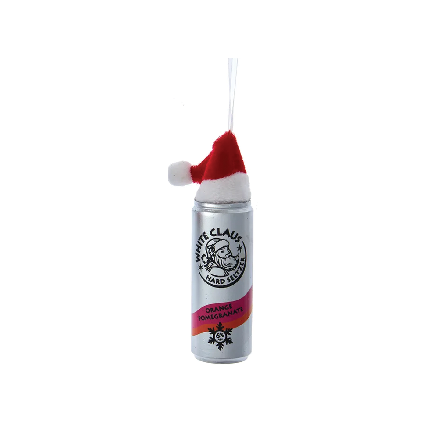 White Claus Seltzer With Santa Hat Ornament - Orange Pomegranate