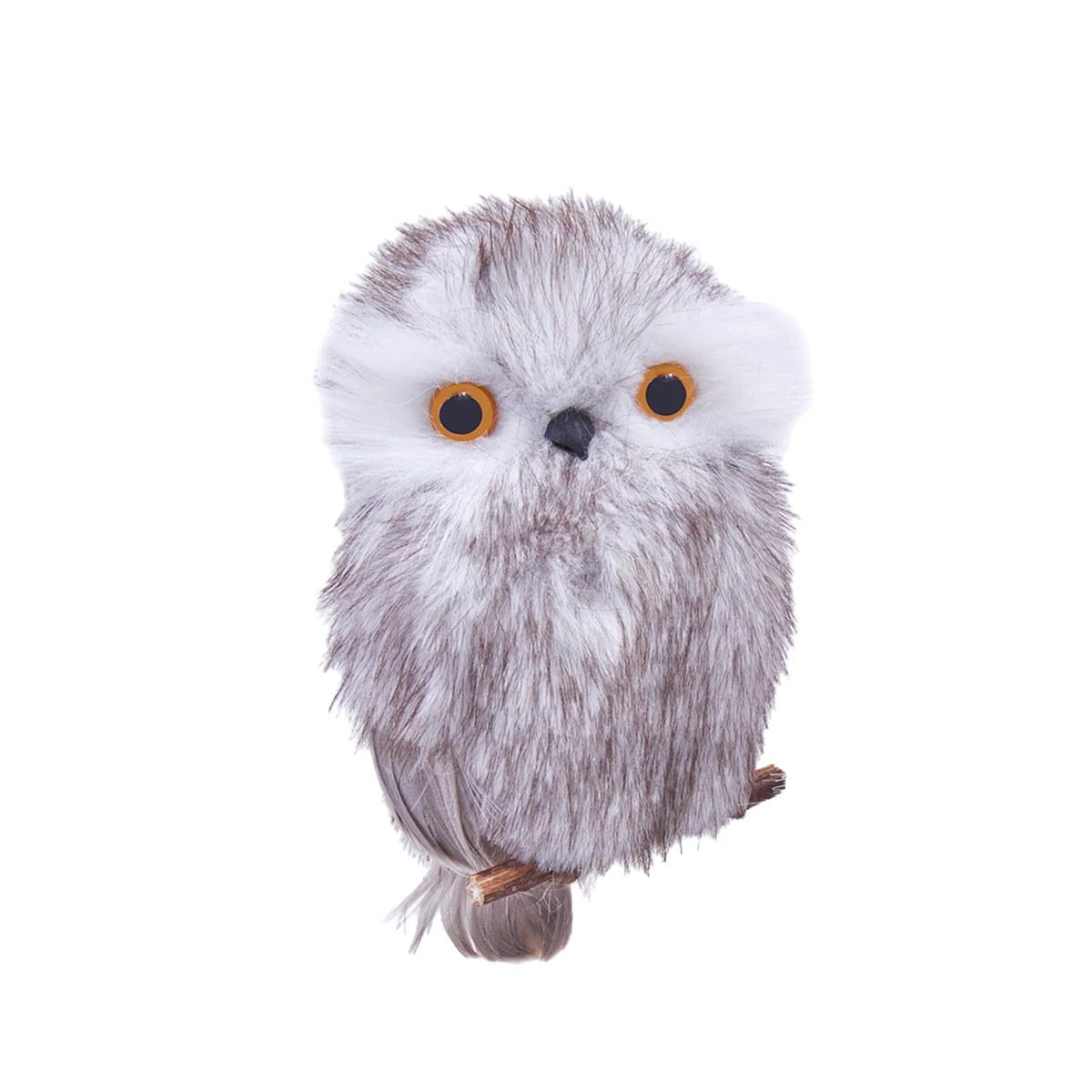 Grey Owl On Branch Ornament - No Ears