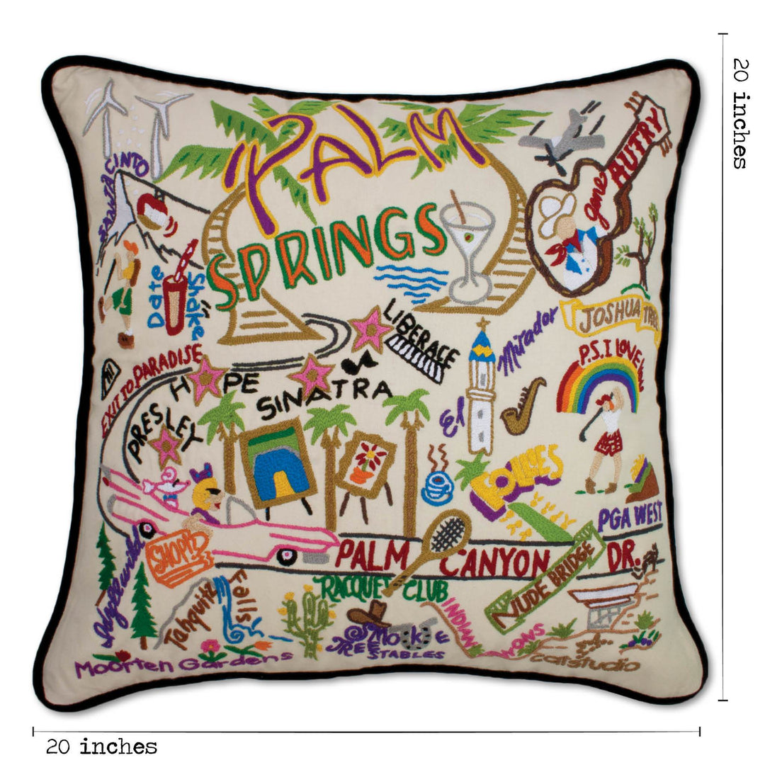 Palm Springs Hand Embroidered Pillow