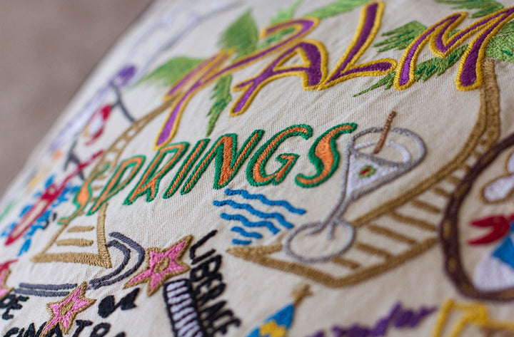 Palm Springs Hand Embroidered Pillow