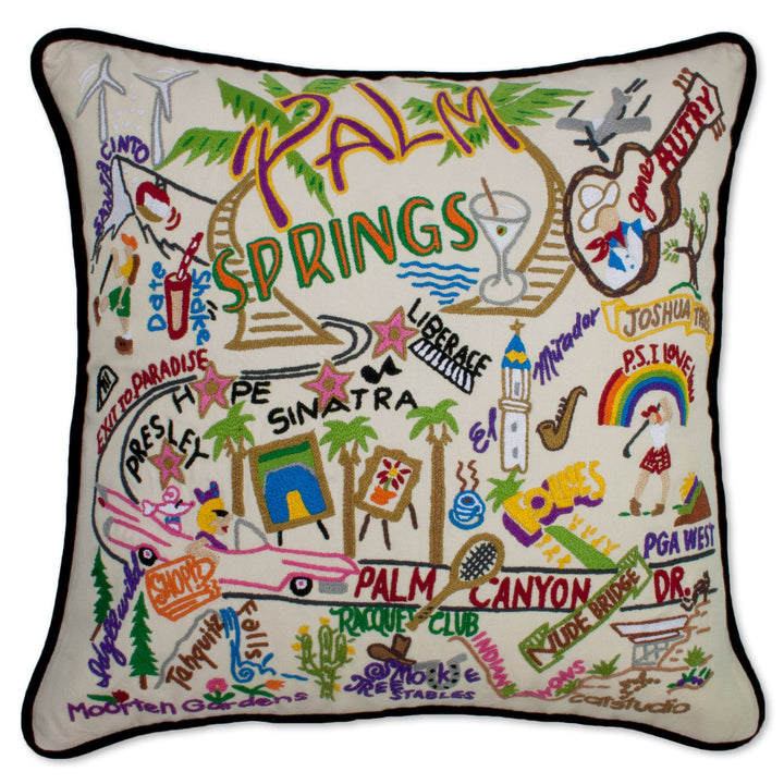 Palm Springs Hand Embroidered Pillow