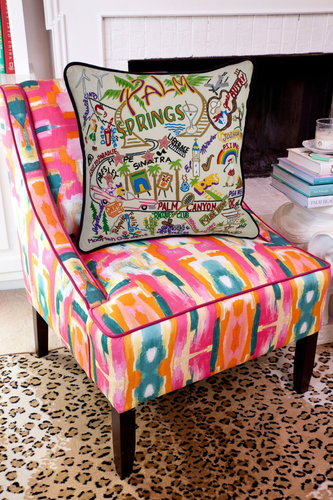 Palm Springs Hand Embroidered Pillow