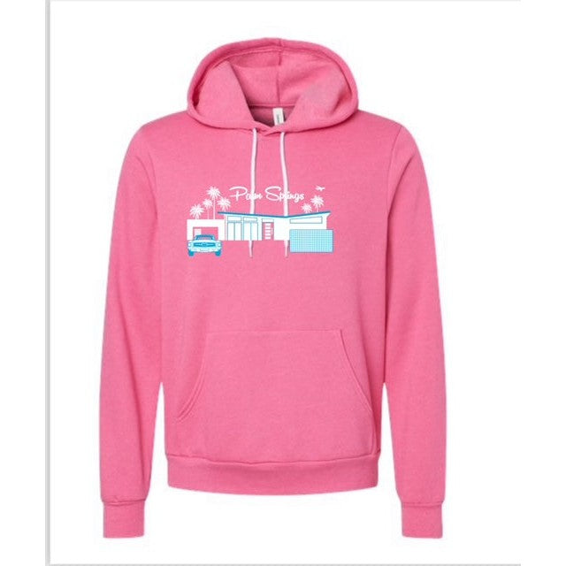 Twin Palms Fleece Hoodie - Charity Pink/Teal - Just Fabulous Palm Springs