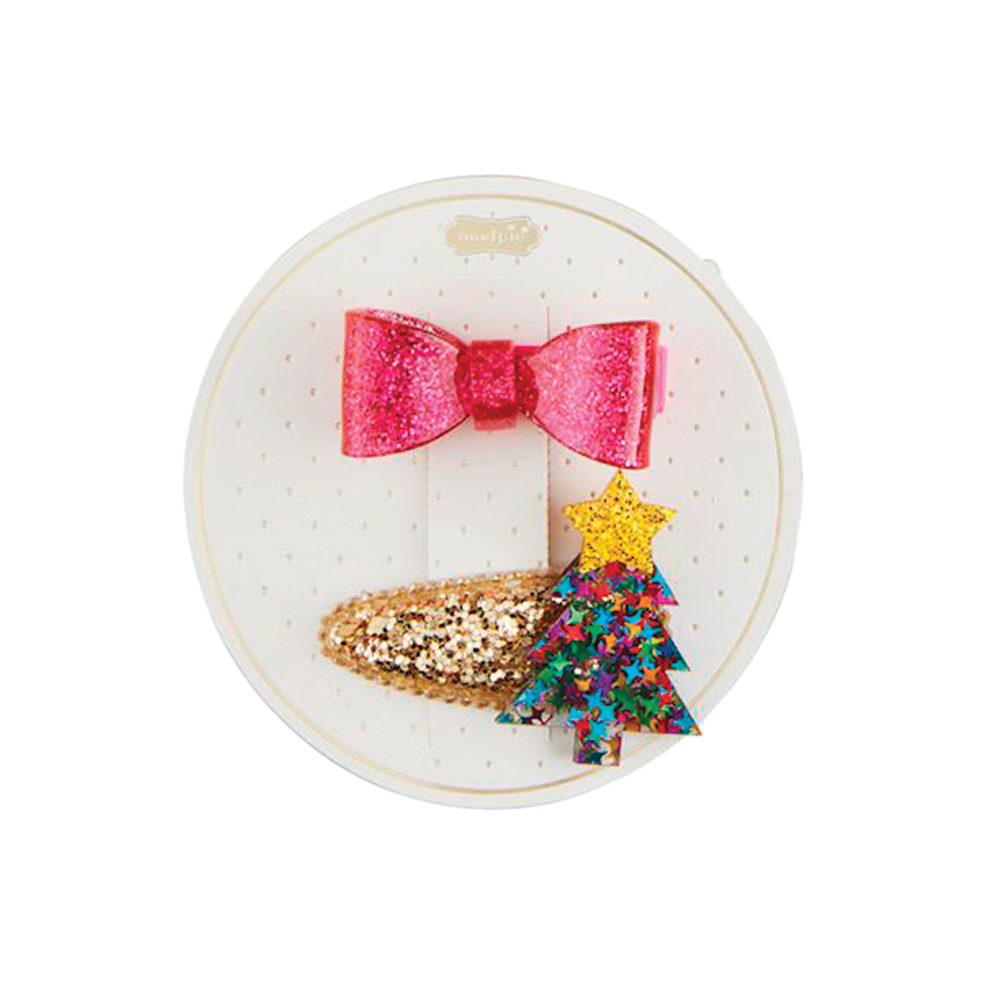 Christmas Hair Clips - Pink Bow & Tree