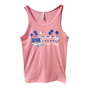 Zig Zag Unisex Tank Top - Pink/Teal - Just Fabulous Palm Springs