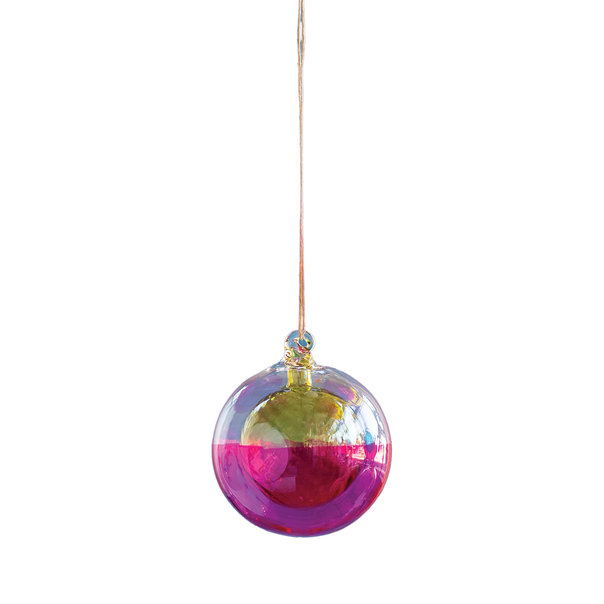 Swirl Ball In A Ball Ornament - Pink & Yellow