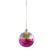 Swirl Ball In A Ball Ornament - Pink & Yellow