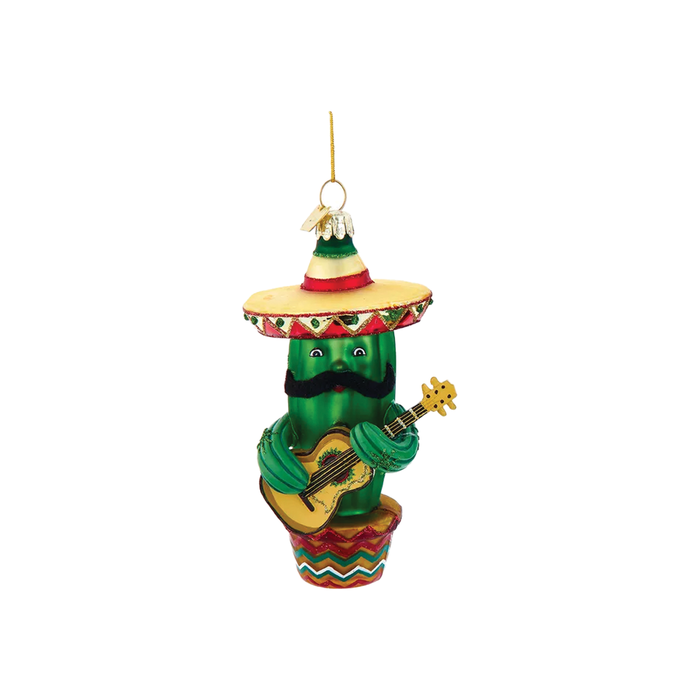 Cactus With Sombrero Ornament - Playing Guitar