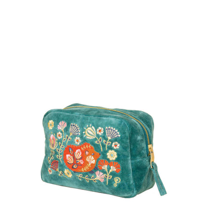 Folk Art Hedgehog In Aqua Makeup Bag