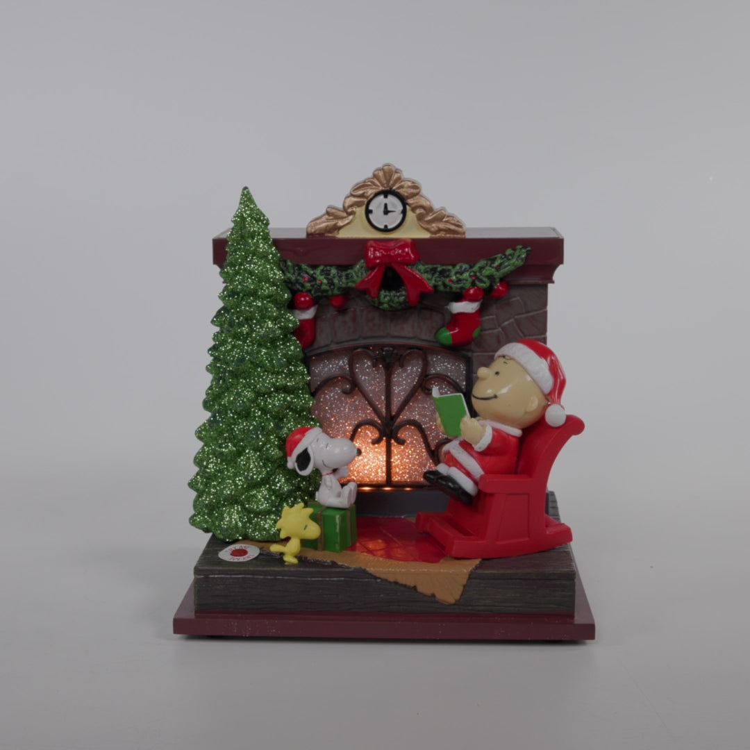 Load video: Peanuts© Santa Charlie Brown Musical Fireplace