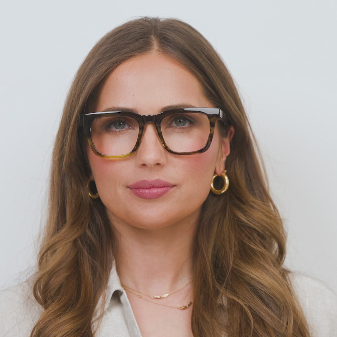 Cavern Reading Glasses - Green Ombre Horn