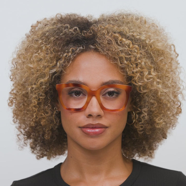 Fanfare Reading Glasses - Blonde Tortoise/Green