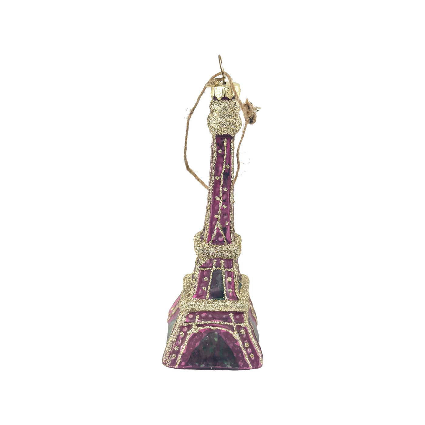 Rainbow Eiffel Tower Glass Ornament - Purple